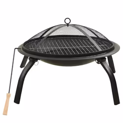 vidaXL Braciere e Barbecue 2 in 1 con Attizzatoio 56x56x49 cm Acciaio - Vista aggiuntiva 2