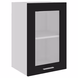 vidaXL Mobile Pensile con Vetro “Lyon” Nero 40x31x60 cm - Vista aggiuntiva 2