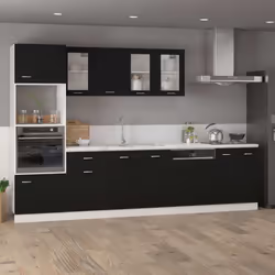 vidaXL Mobile Pensile con Vetro “Lyon” Nero 40x31x60 cm - Vista aggiuntiva 3