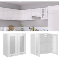 Armadio Sospeso con Vetro Bianco Lucido 60x31x60 cm Truciolato