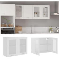Mobile Pensile con Vetro Bianco 80x31x60 cm Legno Multistrato Vidaxl 31415