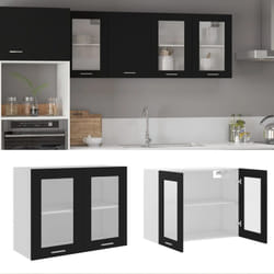 Mobile Pensile con Vetro Nero 80x31x60 cm Legno Multistrato Vidaxl 82869