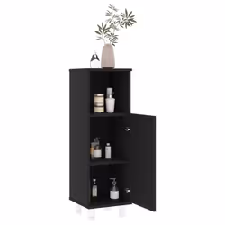 vidaXL Mobile da Bagno Nero 30x30x95 cm in Legno Multistrato - Vista aggiuntiva 3