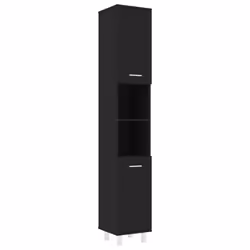 vidaXL Mobile da Bagno Nero 30x30x179 cm in Legno Multistrato - Vista aggiuntiva 2