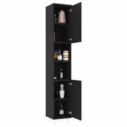 vidaXL Mobile da Bagno Nero 30x30x179 cm in Legno Multistrato - Vista aggiuntiva 3