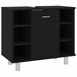 vidaXL Mobile da Bagno Nero 60x32x53,5 cm in Legno Multistrato - Vista aggiuntiva 2