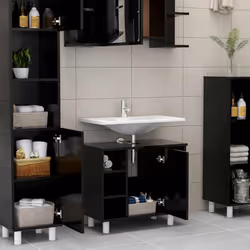 vidaXL Mobile da Bagno Nero 60x32x53,5 cm in Legno Multistrato - Vista aggiuntiva 3