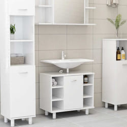 vidaXL Mobile da Bagno Bianco Lucido 60x32x53,5cm in Legno Multistrato