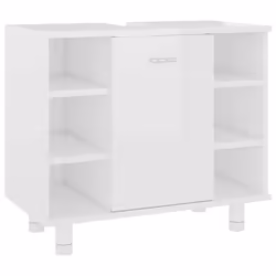 vidaXL Mobile da Bagno Bianco Lucido 60x32x53,5cm in Legno Multistrato - Vista aggiuntiva 2