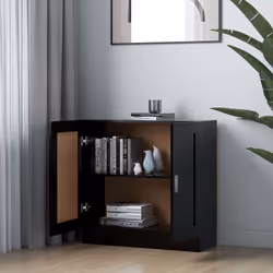 vidaXL Libreria Nera 82,5x30,5x80 cm in Legno Multistrato - Vista aggiuntiva 3