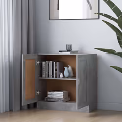 vidaXL Libreria Grigio Cemento 82,5x30,5x80 cm in Legno Multistrato - Vista aggiuntiva 3