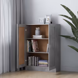 vidaXL Libreria Grigio Cemento 82,5x30,5x115 cm in Legno Multistrato - Vista aggiuntiva 3