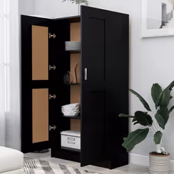 vidaXL Libreria Nera 82,5x30,5x150 cm in Legno Multistrato - Vista aggiuntiva 3