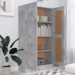 vidaXL Libreria Grigio Cemento 82,5x30,5x150 cm in Legno Multistrato - Vista aggiuntiva 3