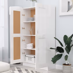 vidaXL Libreria Bianco Lucido 82,5x30,5x150 cm in Legno Multistrato - Vista aggiuntiva 3