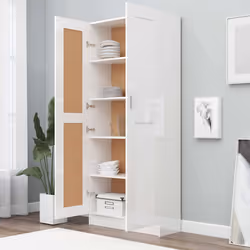 vidaXL Libreria Bianco Lucido 82,5x30,5x185,5 cm in Legno Multistrato - Vista aggiuntiva 3
