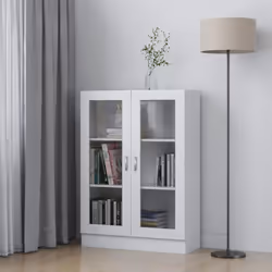 Questo mobile con vetrina, caratterizzato da un design elegante e classico, è pensato per essere un'aggiunta decorativa e pra ...
