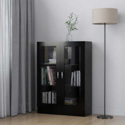 Armadietto con Vetrina Nero 82,5x30,5x115 cm Legno Multistrato Vidaxl 3750