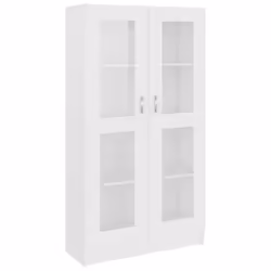vidaXL Armadietto con Vetrina Bianco 82,5x30,5x150cm Legno Multistrato - Vista aggiuntiva 2
