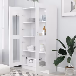vidaXL Armadietto con Vetrina Bianco 82,5x30,5x150cm Legno Multistrato - Vista aggiuntiva 3