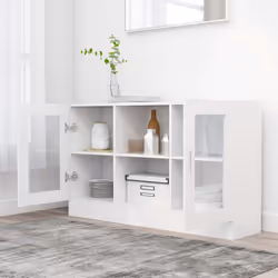 Armadietto con Vetrina Bianco 120x30,5x70 cm Legno Multistratocod mxl 73118 - Vista aggiuntiva 3