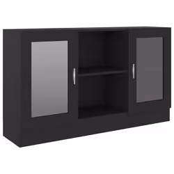 vidaXL Armadietto con Vetrina Nero 120x30,5x70 cm Legno Multistrato - Vista aggiuntiva 2