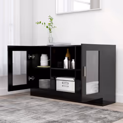vidaXL Armadietto con Vetrina Nero 120x30,5x70 cm Legno Multistrato - Vista aggiuntiva 3