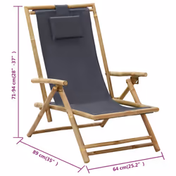 VidaXL 313024 sedia da esterno Terrazzo Seduta imbottita Bamboo, Poliestere - Vista aggiuntiva 8
