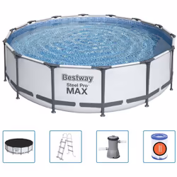 Vi divertirete un mondo con la famiglia e gli amici in questo set da piscina Steel Pro MAX della Bestway. La forma rotonda of ...