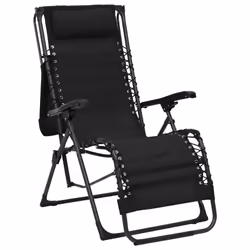 VidaXL 312471 sedia da esterno Terrazzo Acciaio, Tessile Nero - Vista aggiuntiva 5