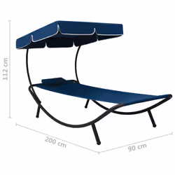 VidaXL 313535 sedia da esterno Terrazzo Seduta imbottita Oxford, Acciaio Blu - Vista aggiuntiva 7