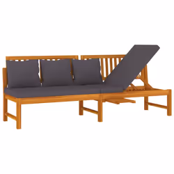 vidaXL Dormeuse con Cuscino Grigio 200x60x75cm Legno Massello Acacia - Vista aggiuntiva 2