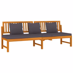 vidaXL Dormeuse con Cuscino Grigio 200x60x75cm Legno Massello Acacia - Vista aggiuntiva 3