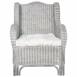 Divano con Cuscino Grigio in Rattan Naturale e Linocod mxl 118492 - Vista aggiuntiva 2