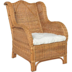 Vidaxl - Divano con Cuscino Marrone Chiaro in Rattan Naturale e Lino 5573