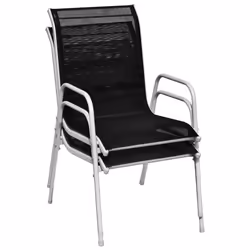 VidaXL 313070 sedia da esterno Terrazzo Acciaio Nero, Grigio - Vista aggiuntiva 5