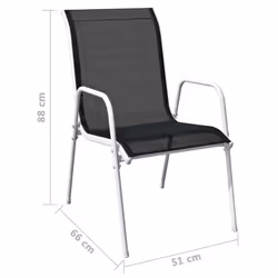 VidaXL 313070 sedia da esterno Terrazzo Acciaio Nero, Grigio - Vista aggiuntiva 7