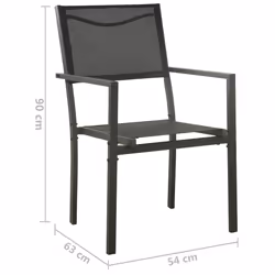 VidaXL 313078 sedia da esterno Terrazzo Acciaio, Tessile Nero - Vista aggiuntiva 8