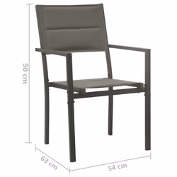 VidaXL 313079 sedia da esterno Terrazzo Acciaio, Tessile Grigio - Vista aggiuntiva 8