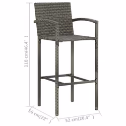 VidaXL 313453 sedia da esterno Terrazzo Rattan sintetico, Acciaio Grigio - Vista aggiuntiva 8