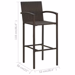 VidaXL 313454 sedia da esterno Terrazzo Rattan sintetico, Acciaio Marrone - Vista aggiuntiva 8