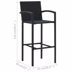 VidaXL 313455 sedia da esterno Terrazzo Rattan sintetico, Acciaio Nero - Vista aggiuntiva 8