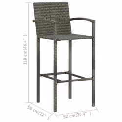VidaXL 313456 sedia da esterno Terrazzo Rattan sintetico, Acciaio Grigio - Vista aggiuntiva 8