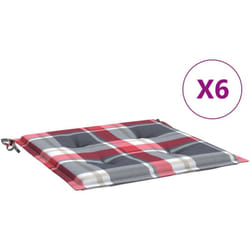 Cuscini per Sedia 6 pz a Quadri Rossi 50x50x3 cm Tessuto Oxford Vidaxl 312647