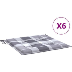 Cuscini per Sedia 6 pz a Quadri Grigi 50x50x3 cm Tessuto Oxford Vidaxl 400693