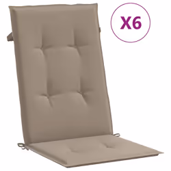 vidaXL Cuscini per Sedie Alte 6 pz Tortora 120x50x3 cm in Tessuto - Vista aggiuntiva 2