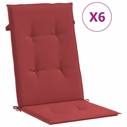 vidaXL Cuscini per Sedie 6 pz Rosso Vino 120x50x3 cm in Tessuto - Vista aggiuntiva 2