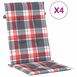 vidaXL Cuscini per Sedie 4 pz Rossi a Quadri 120x50x3 cm in Tessuto - Vista aggiuntiva 2