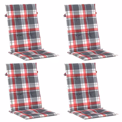 vidaXL Cuscini per Sedie 4 pz Rossi a Quadri 120x50x3 cm in Tessuto - Vista aggiuntiva 3
