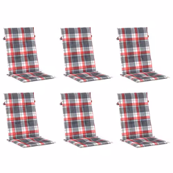 vidaXL Cuscini per Sedie 6 pz Rossi a Quadri 120x50x3 cm in Tessuto - Vista aggiuntiva 3